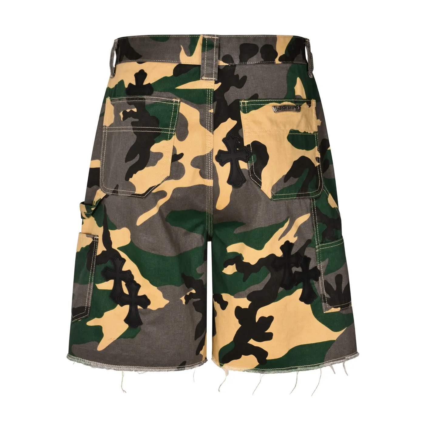 🅿️560 [Exclusive supply] CH Crouching leather camouflage shorts (green) Purchased and developed by a Los Angeles agent for US$2,980. This style is made of customized military canvas fabric, restored 1:1 according to the original model, and printed with camouflage patterns. The customization period for the hem sex pattern stamp is 20 days, the minimum order is 1800 pieces, and the color plate is matched. The hardware buckles are all made of electroplated 925 silver material, the weight is perfectly restored, and they are aged and oxidized to black. Size:S-M-L-XL